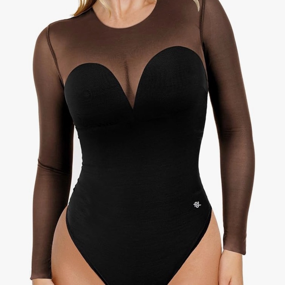Popilush Long Sleeve Body Suits Womens Tummy Control Mesh Shapewear NWOT